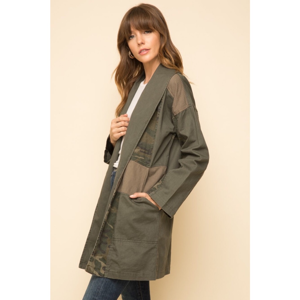 Washed Camo Patchwork Jacket